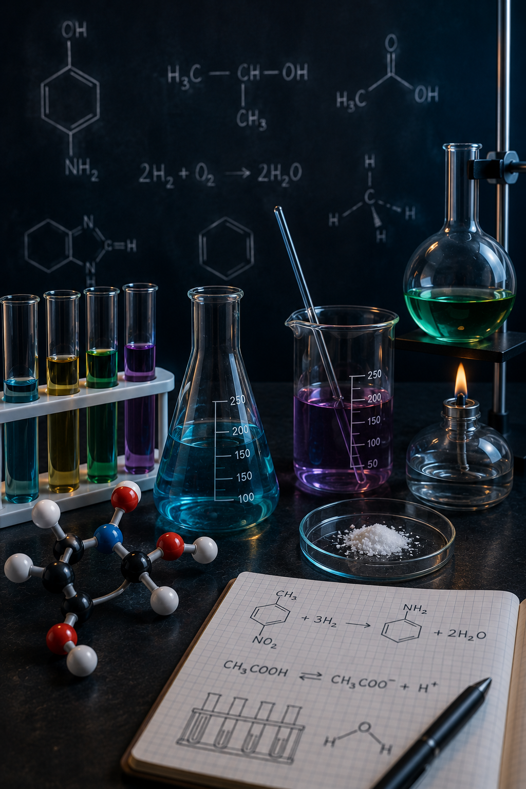 Student desk with computer for online Chemistry study